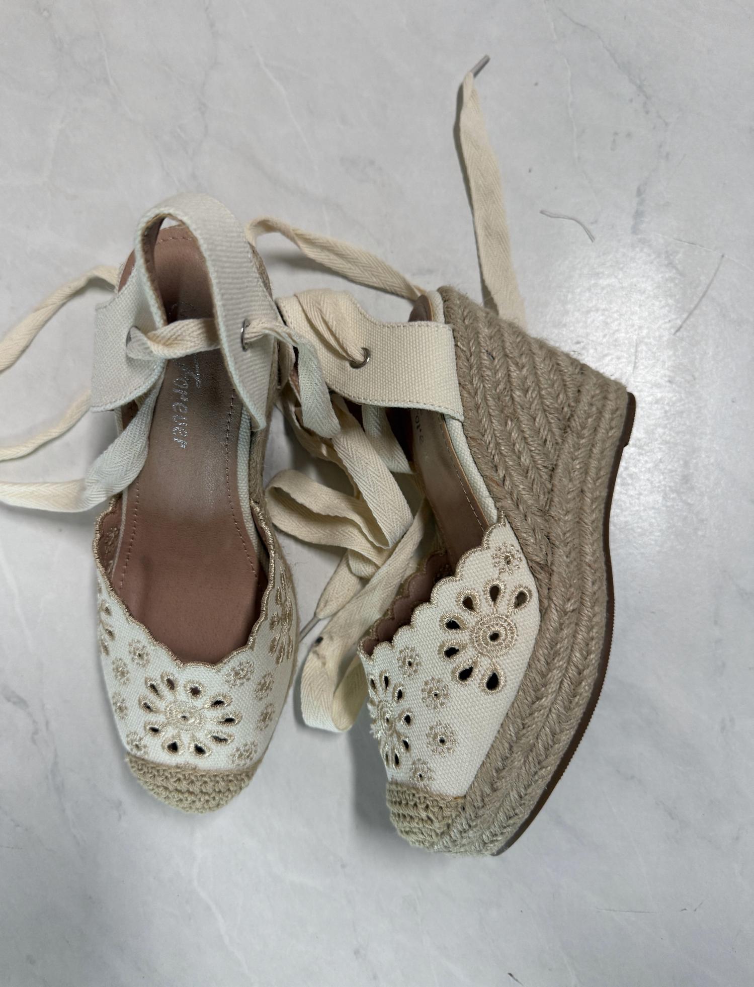 Forever Women's Espadrille Wedge in cream - women's shoe - detail view