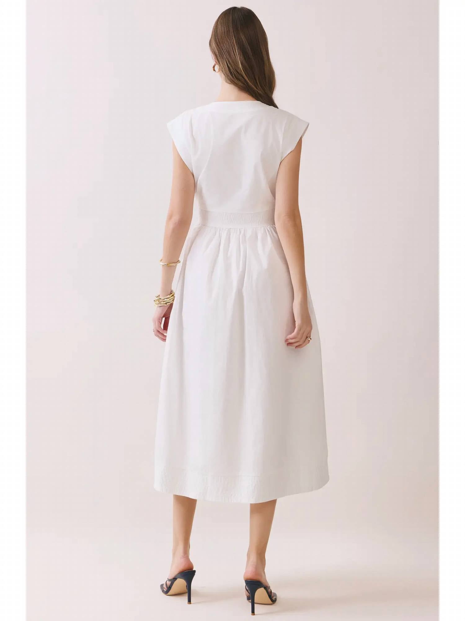 Tcec - Cap Sleeve V-Neck Midi Dress