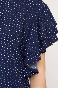 She + Sky - Double Ruffle Polka Dot Top