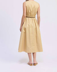 En Saison Women's Cecilla Midi Dress in khaki - women's dress - detail view