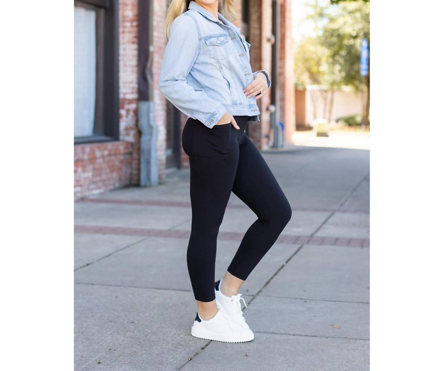Julia Rose - Alana 7/8 Ankle Length Black Leggings With Pockets