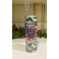 She Shed - Support Our Troops Camo 20 oz Skinny Tumbler