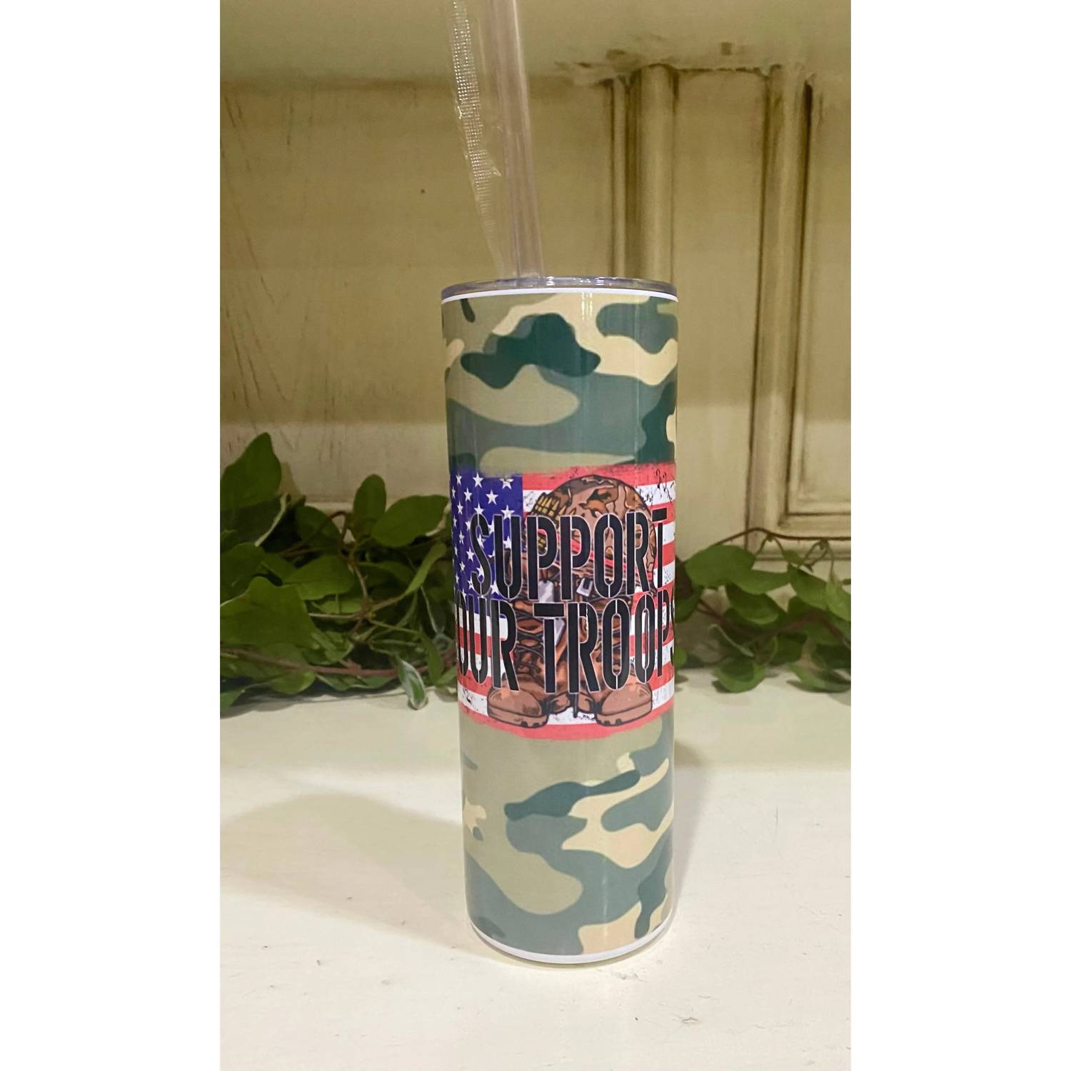 She Shed - Support Our Troops Camo 20 oz Skinny Tumbler