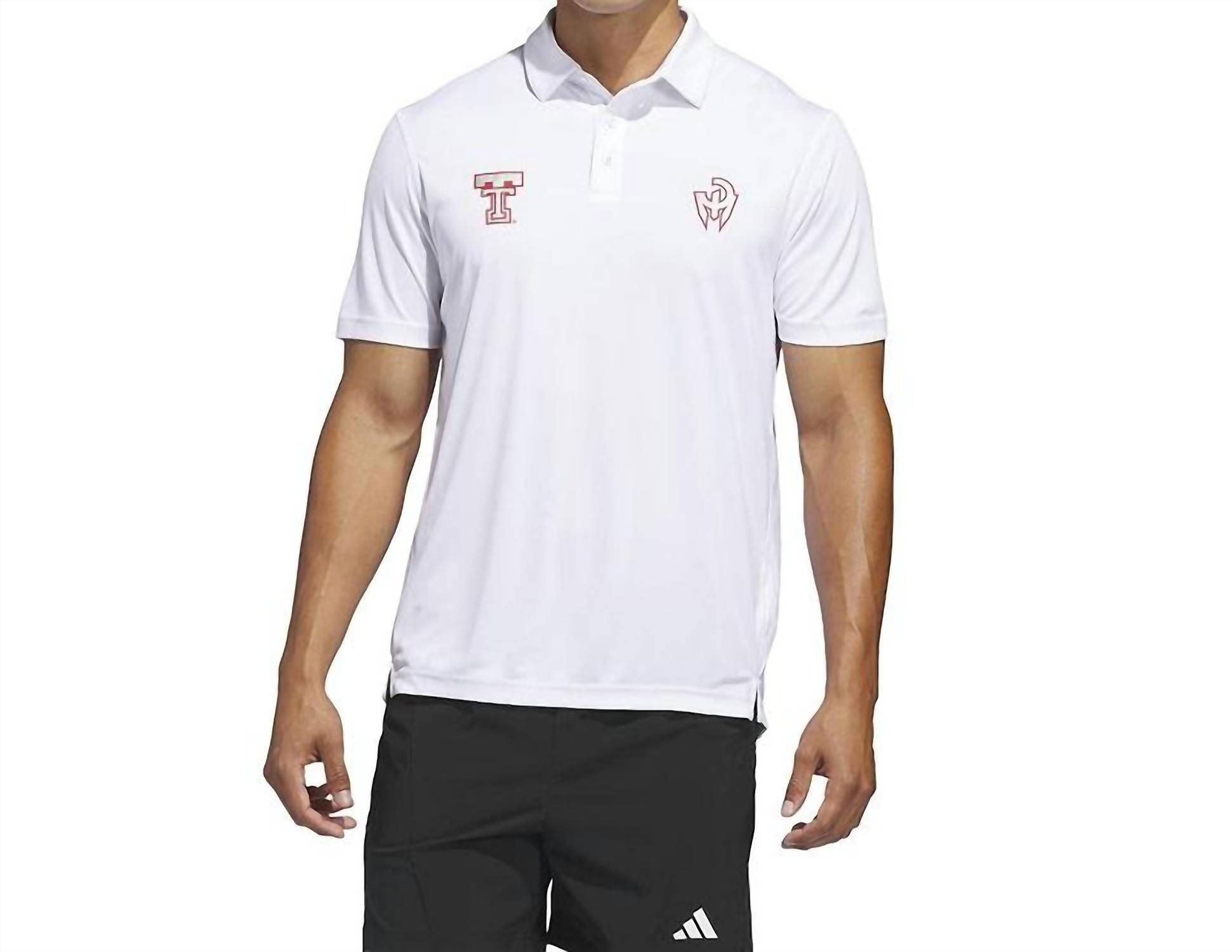 adidas Men's Texas Tech Red Raiders Coach Sportswear Polo in white - men's t-shirt