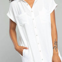 Lovestitch - Short Dolman Sleeve Mini Shirt Dress