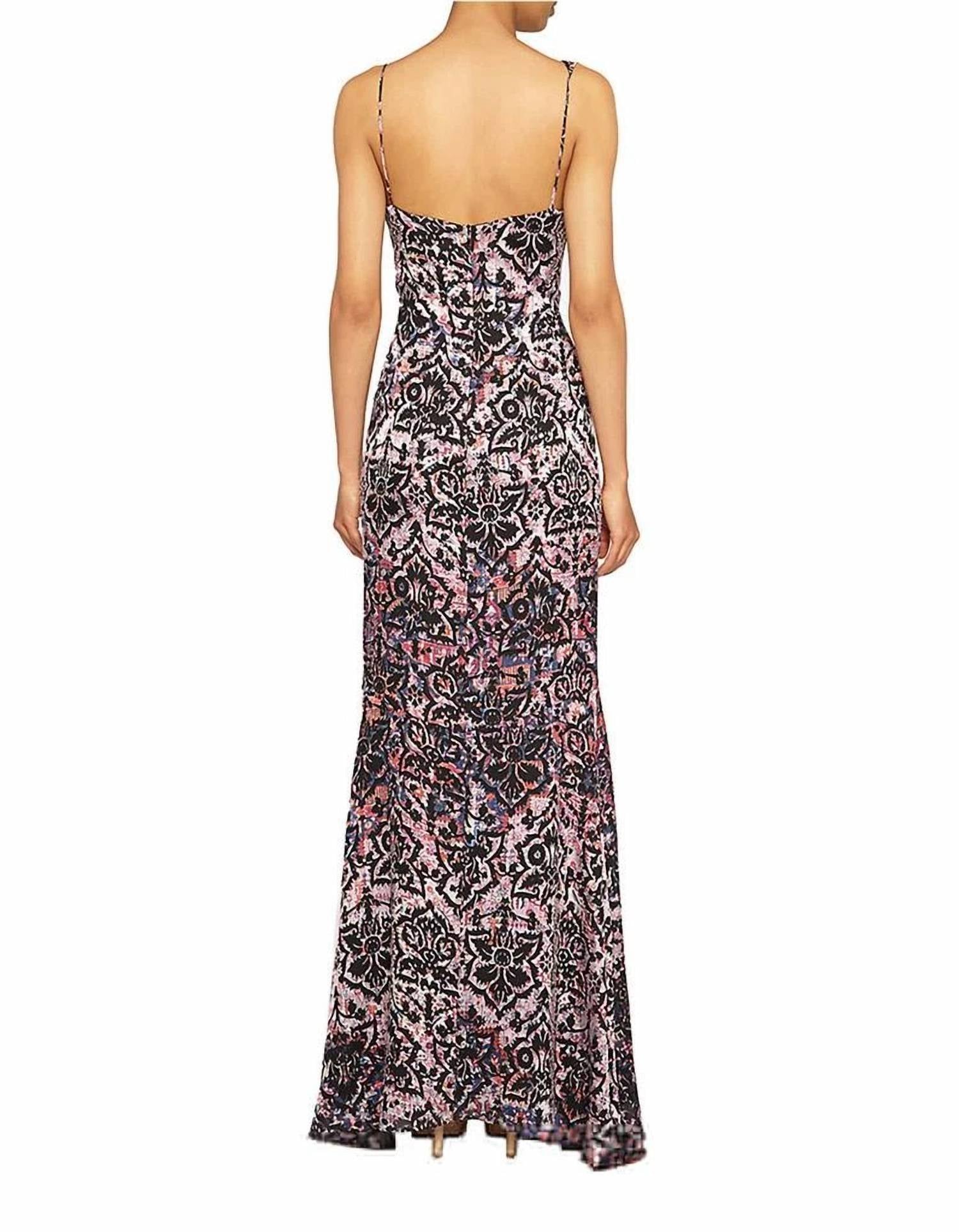 Nicole Miller - Women's Pink Abstract Print Bodycon Maxi Dress