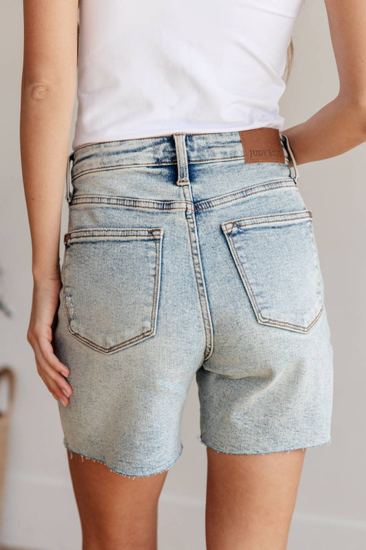Judy Blue - High Waist Mineral Wash Distressed Boyfriend Shorts