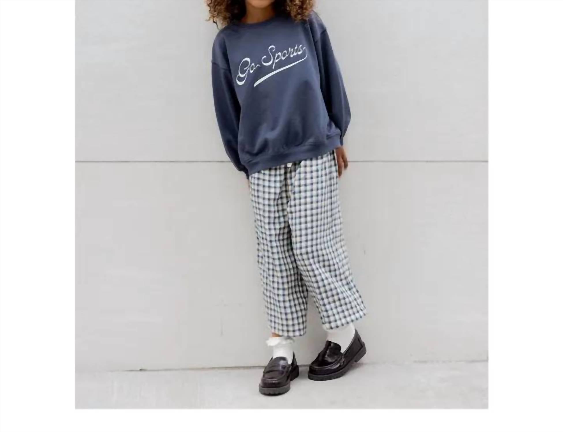 Rylee + Cru Go Sports Oversized Sweatshirt in navy blue - kids' shirt