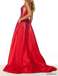 Sherri Hill A-line Hot Fix Prom Dress in red - women's dress - detail view