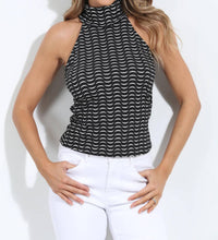 Veronica M - Stripe Sleeveless Halter Neck Blouse