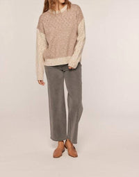 Tea N Rose Soft Touch Color Mix Sweater in taupe ivory - women's sweater