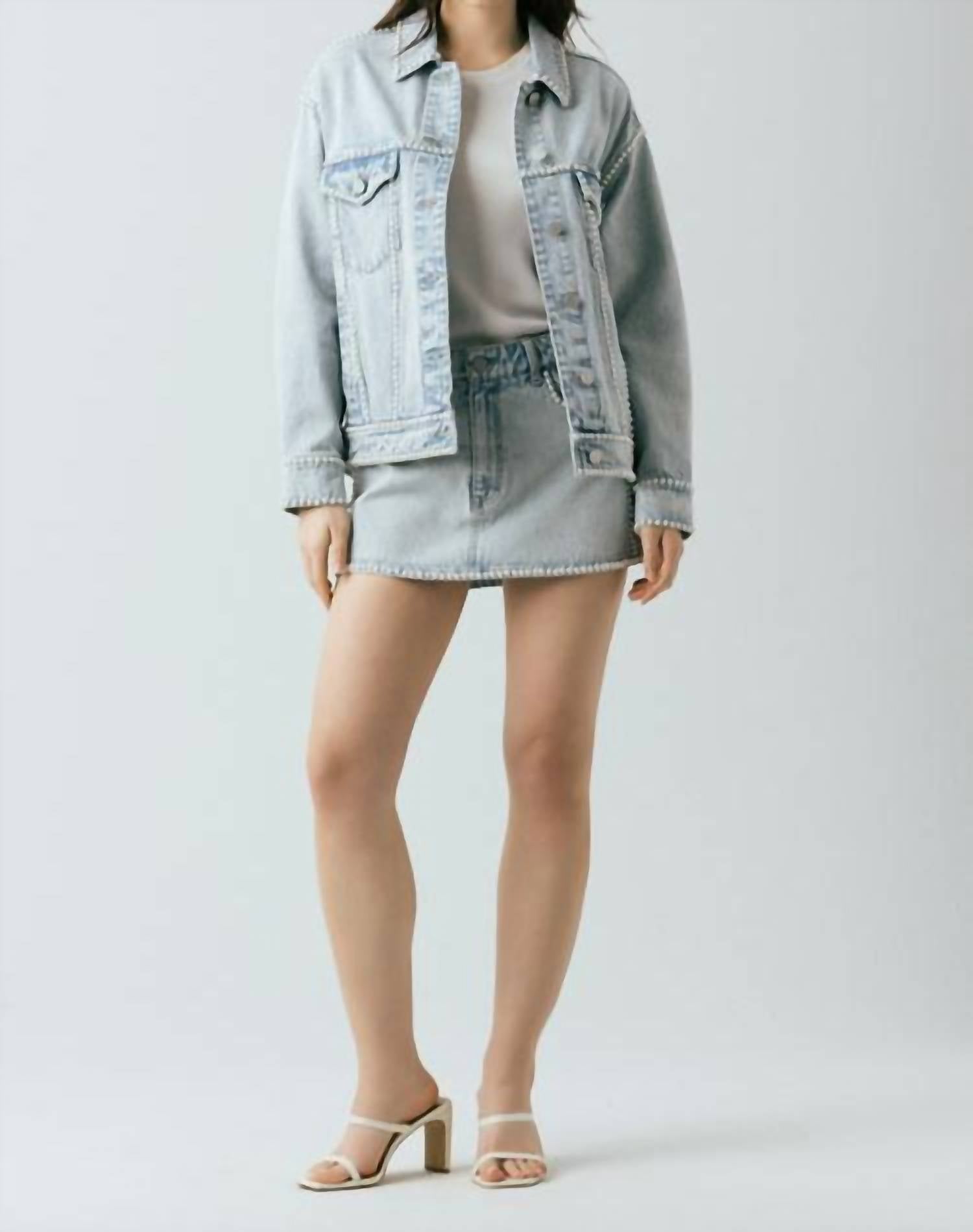 Blanknyc - Tiebreaker Pearl Trim Denim Jacket