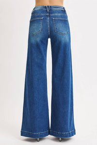 Risen - Mid Rise Fit Wide Leg Jeans With Front Patch Pocket