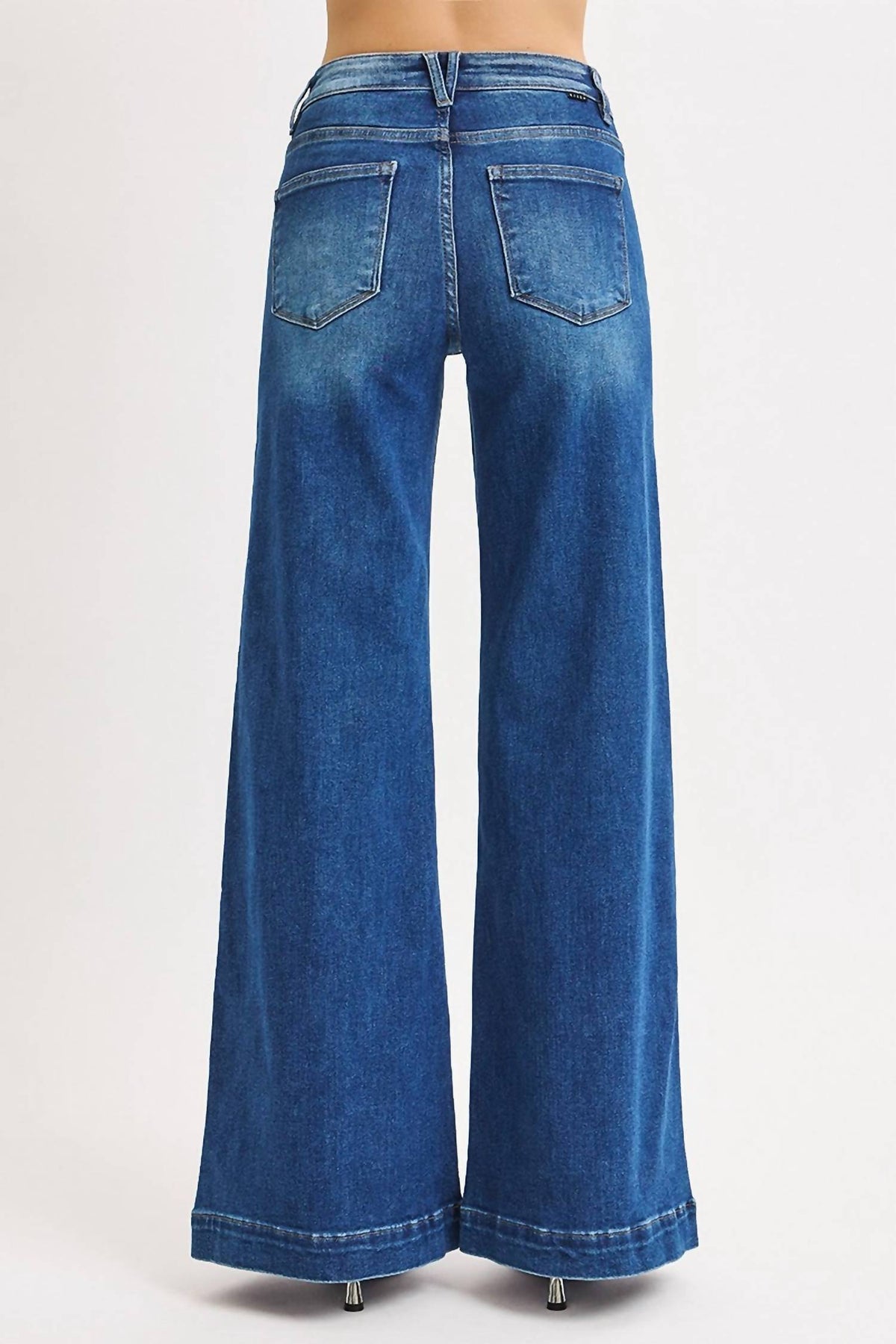Risen - Mid Rise Fit Wide Leg Jeans With Front Patch Pocket