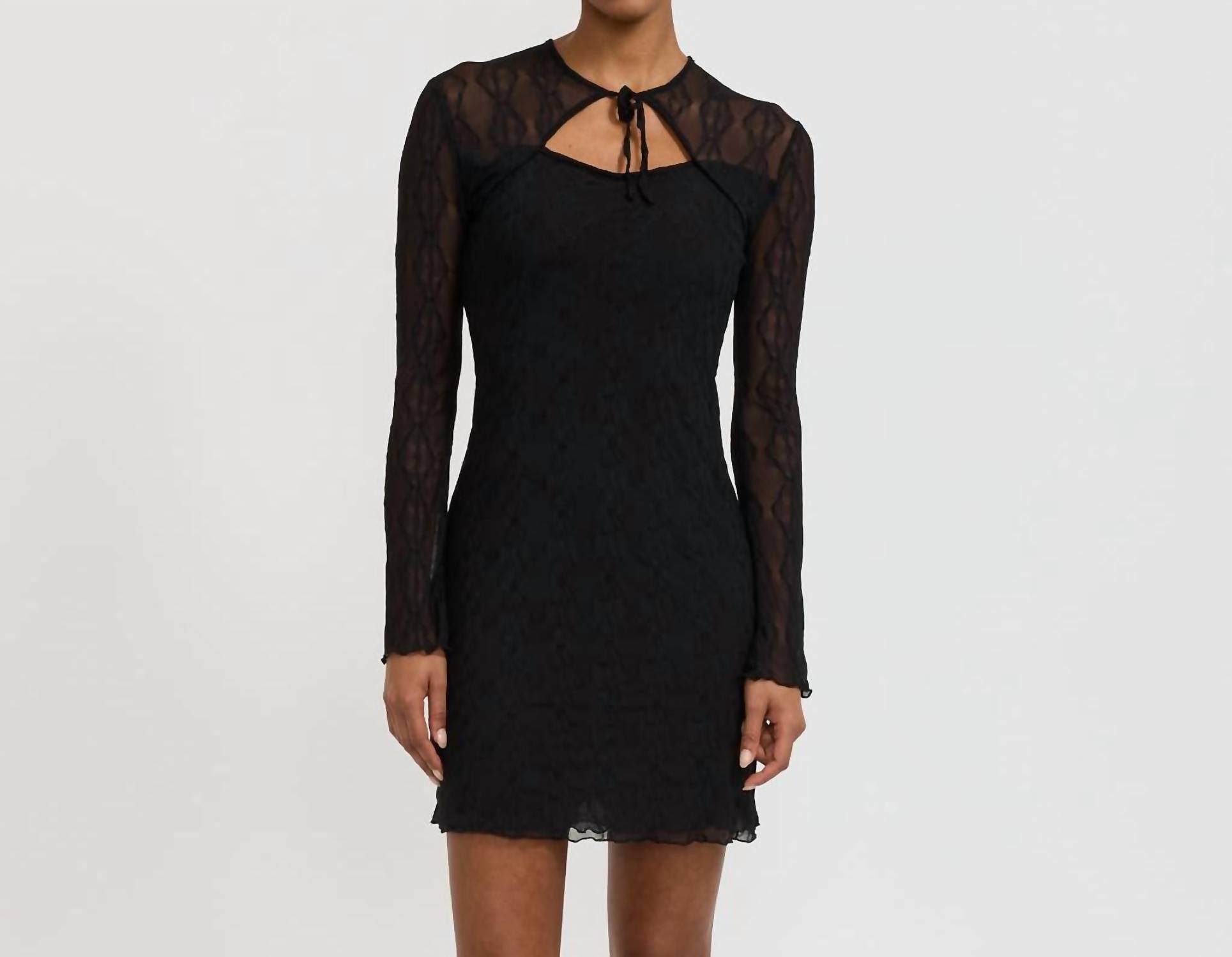 Find Me Now - Women's Mariposa Long Sleeve Bow Mini Dress