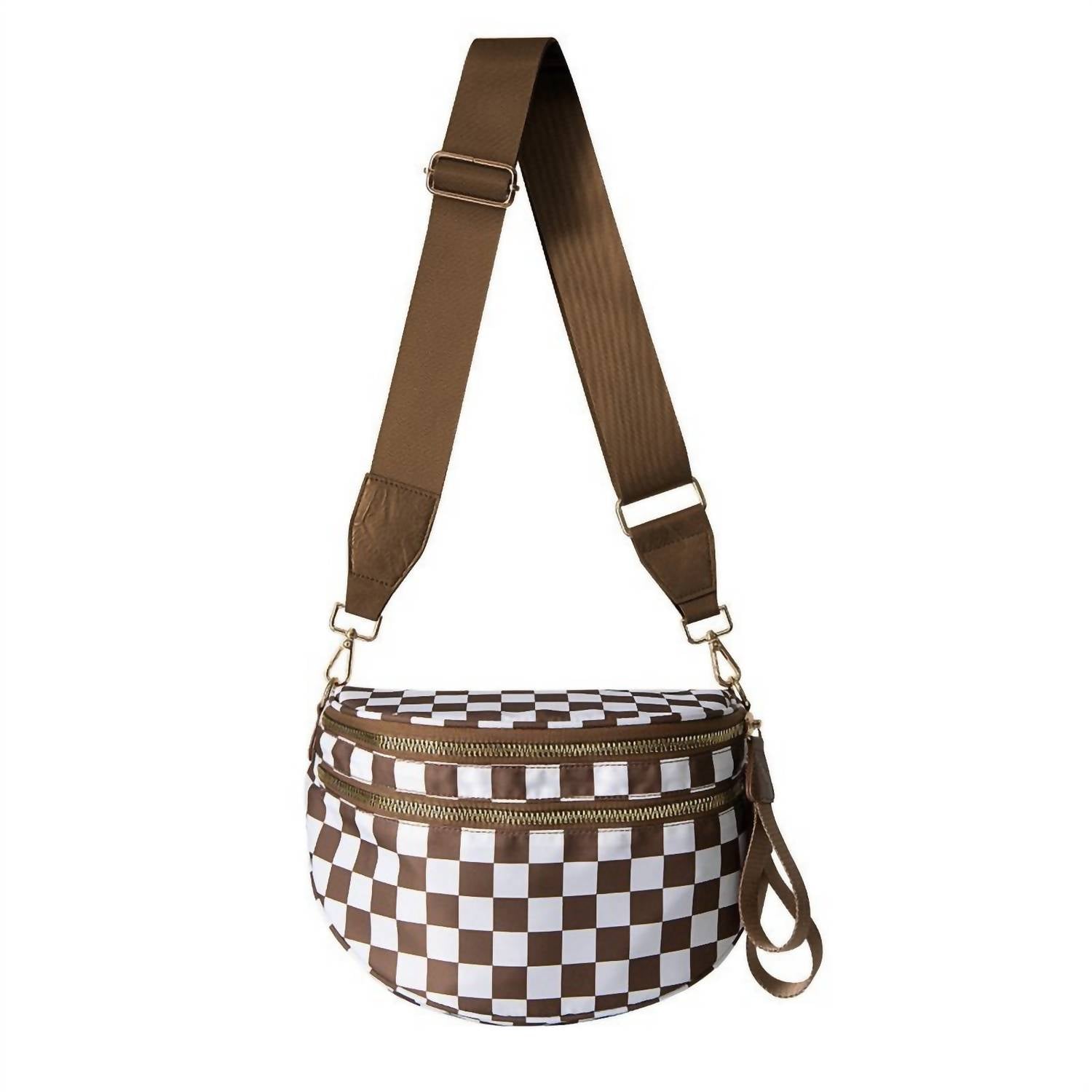 Mimi Wholesale - Women's Checkered Nylon Sling Crossbody Bag