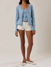 Le Lis - Pointelle Knit Scoop Neck Cardigan