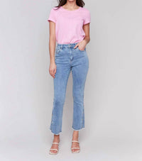 Charlie B - Crop Side Button Bootcut Pant