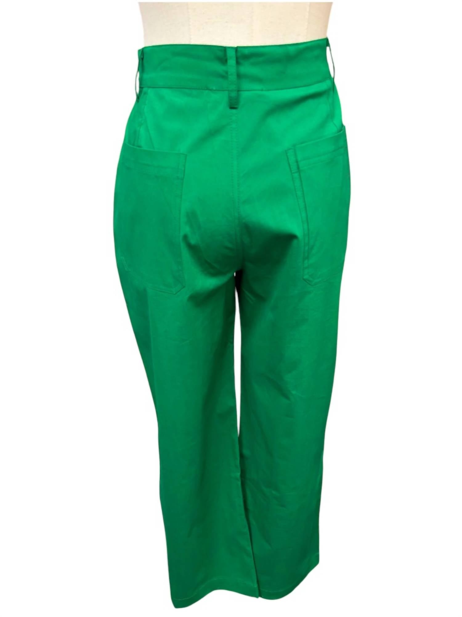 maude vivante Women's Bold Cotton Ankle Pants in fern - women's pants - detail view