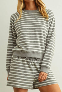 Miou Muse - Striped Terry Top And Shorts Set
