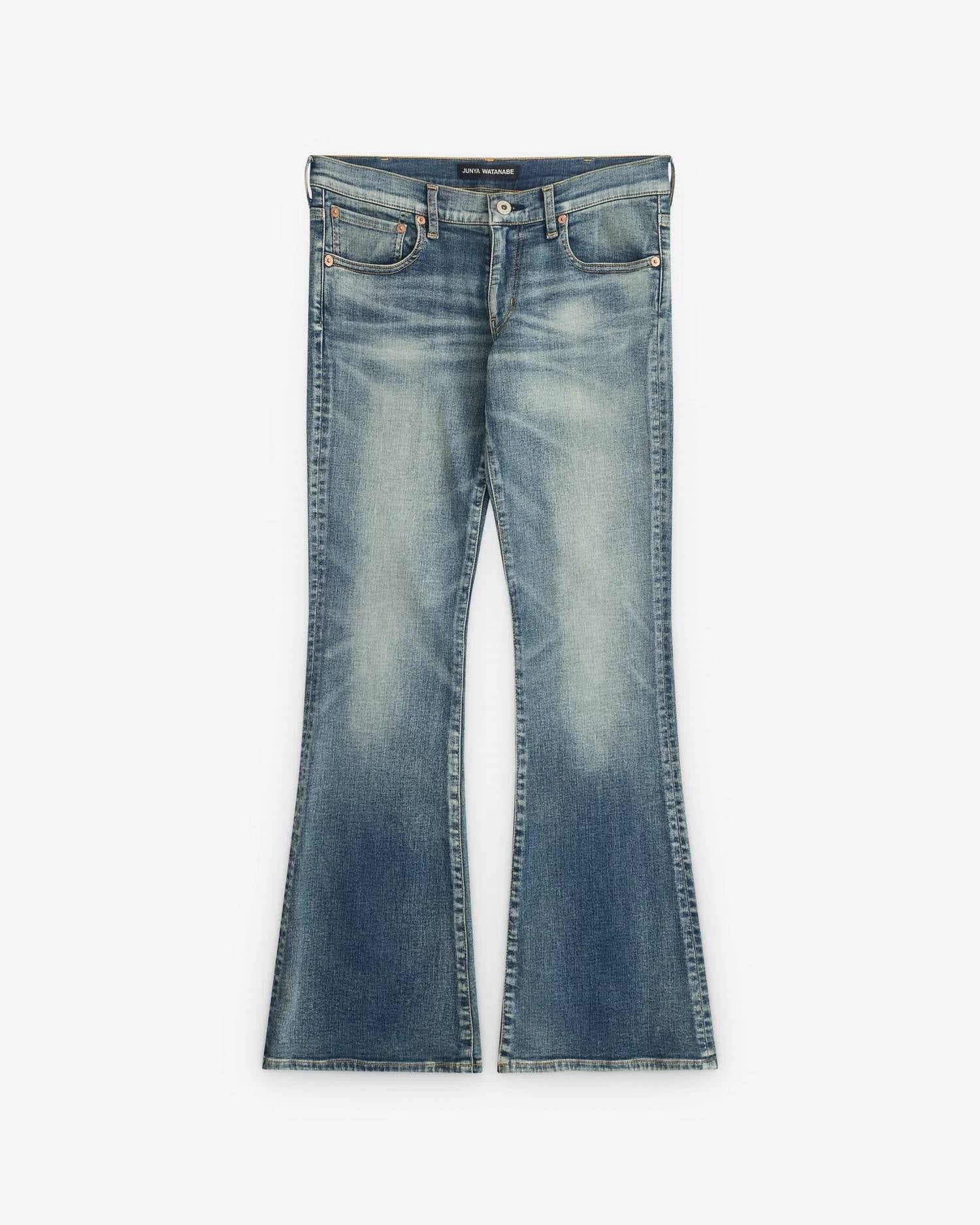 Junya Watanabe Women's Low Rise Flared Jeans in stone wash - women's jeans