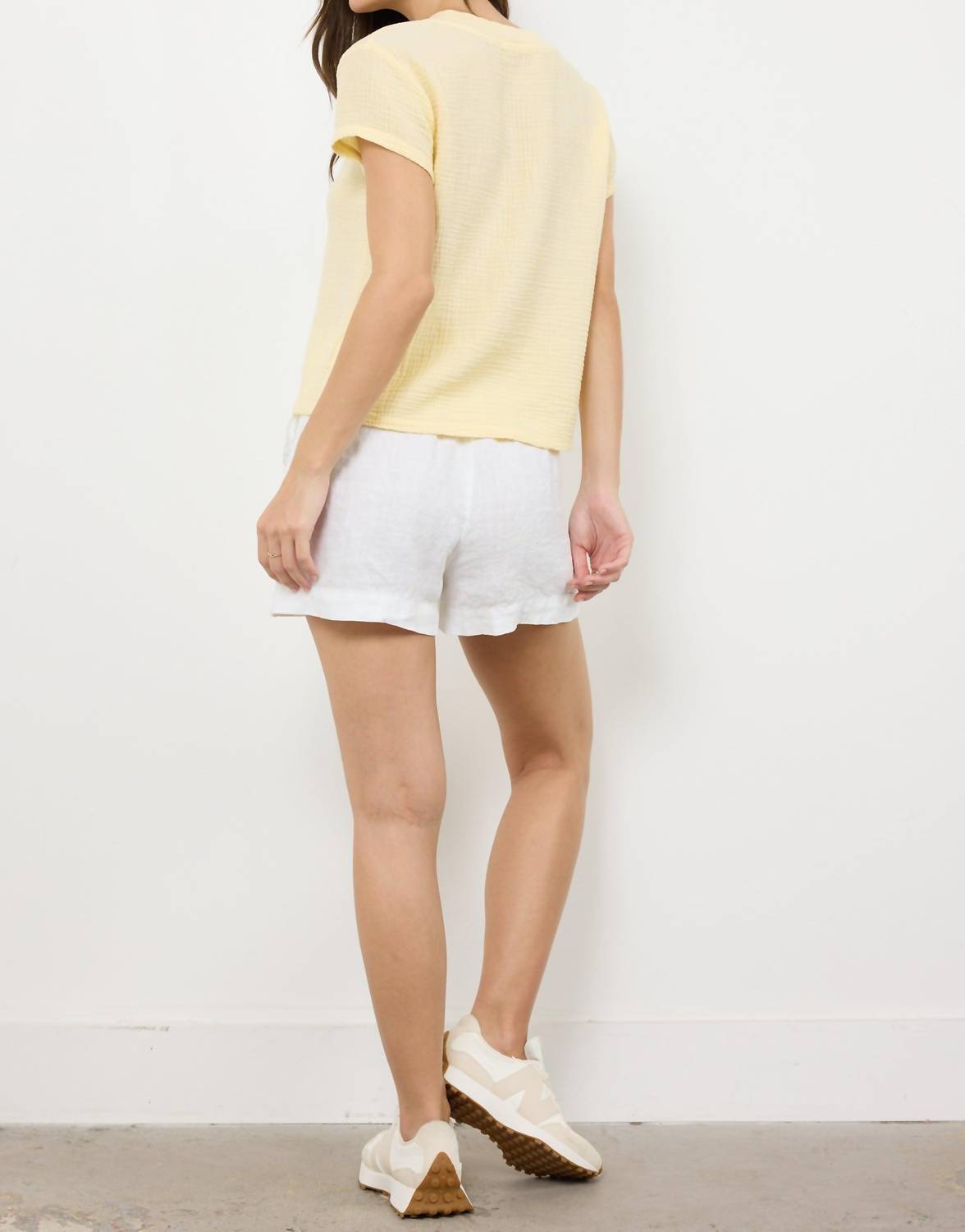 LAmade Suri Deep V-neck Gauze Tee in butter - women's t-shirt - view 4