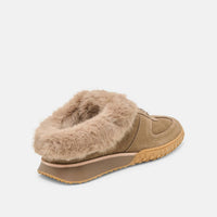 Dolce Vita Women's Izzey Plush Sneakers in olive suede - women's sneaker - detail view