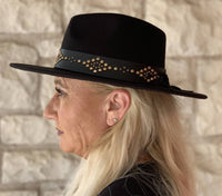 Glinda Grommet Trim Wide Brim Fedora Hat