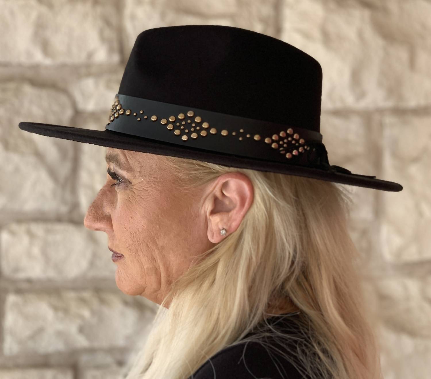 Glinda Grommet Trim Wide Brim Fedora Hat