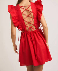 Le Lis - Ruffle Sleeve Lace Up Dress