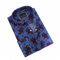 Eight X - Denim Button Down Shirt with Flocking Bouquet