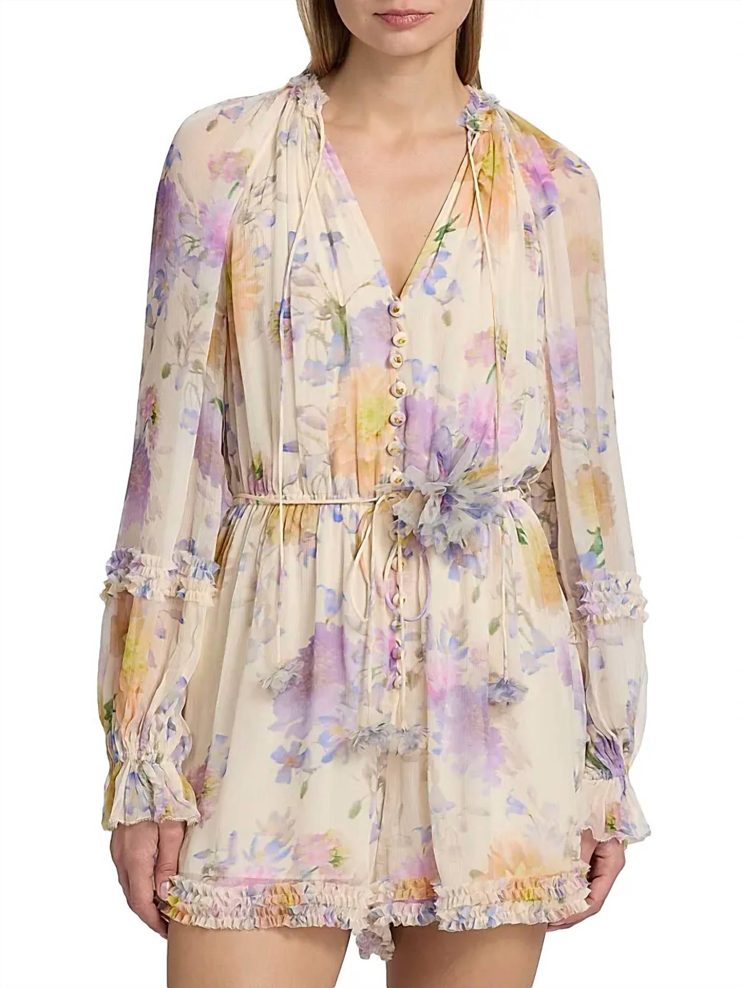 Zimmermann - Luna Ruffle Playsuit Romper