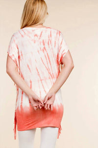Vocal Apparel - Boho Fringe Tie Dye Top With Rhinestone Chevron