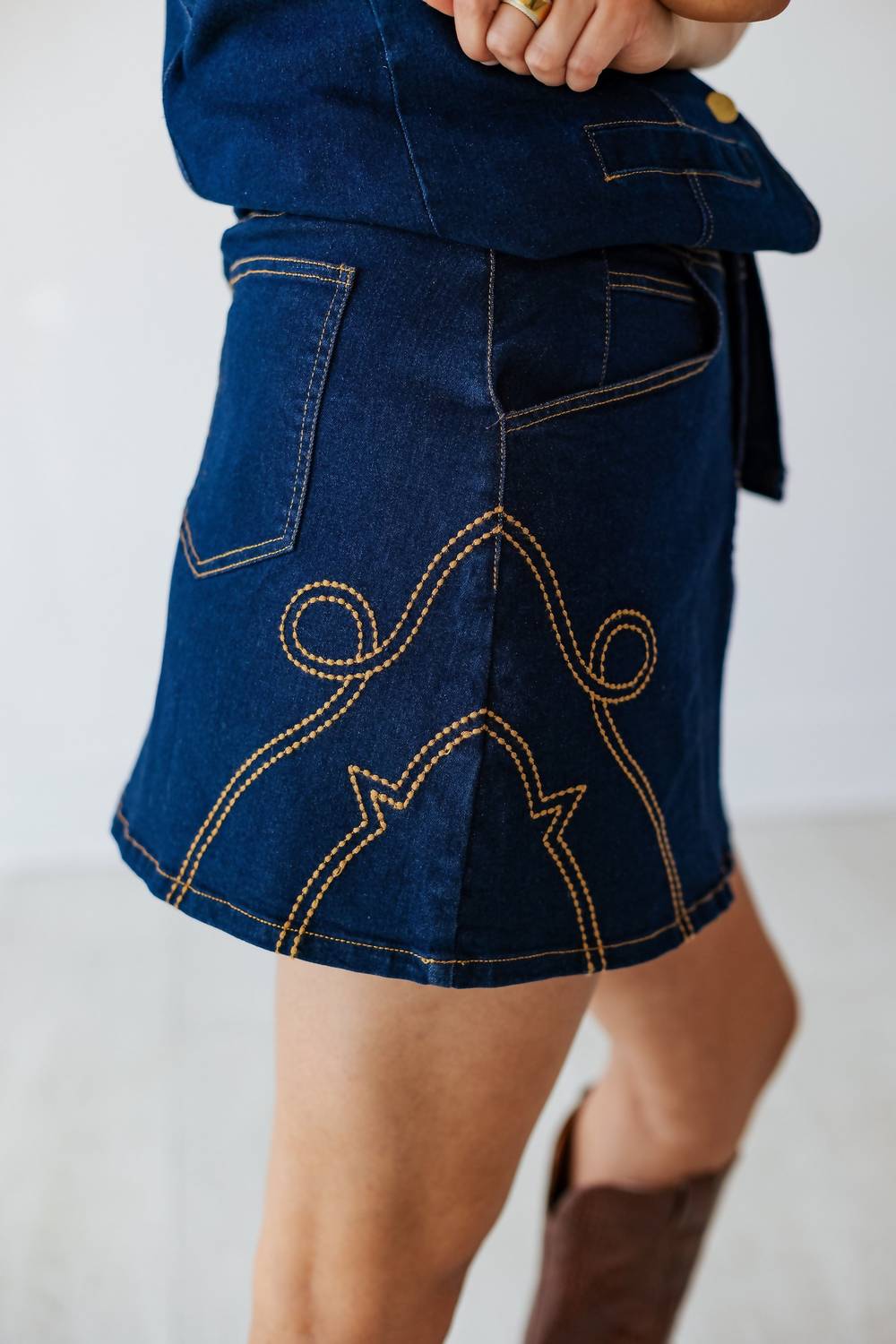 She + Sky - Western Stitch Denim Skirt