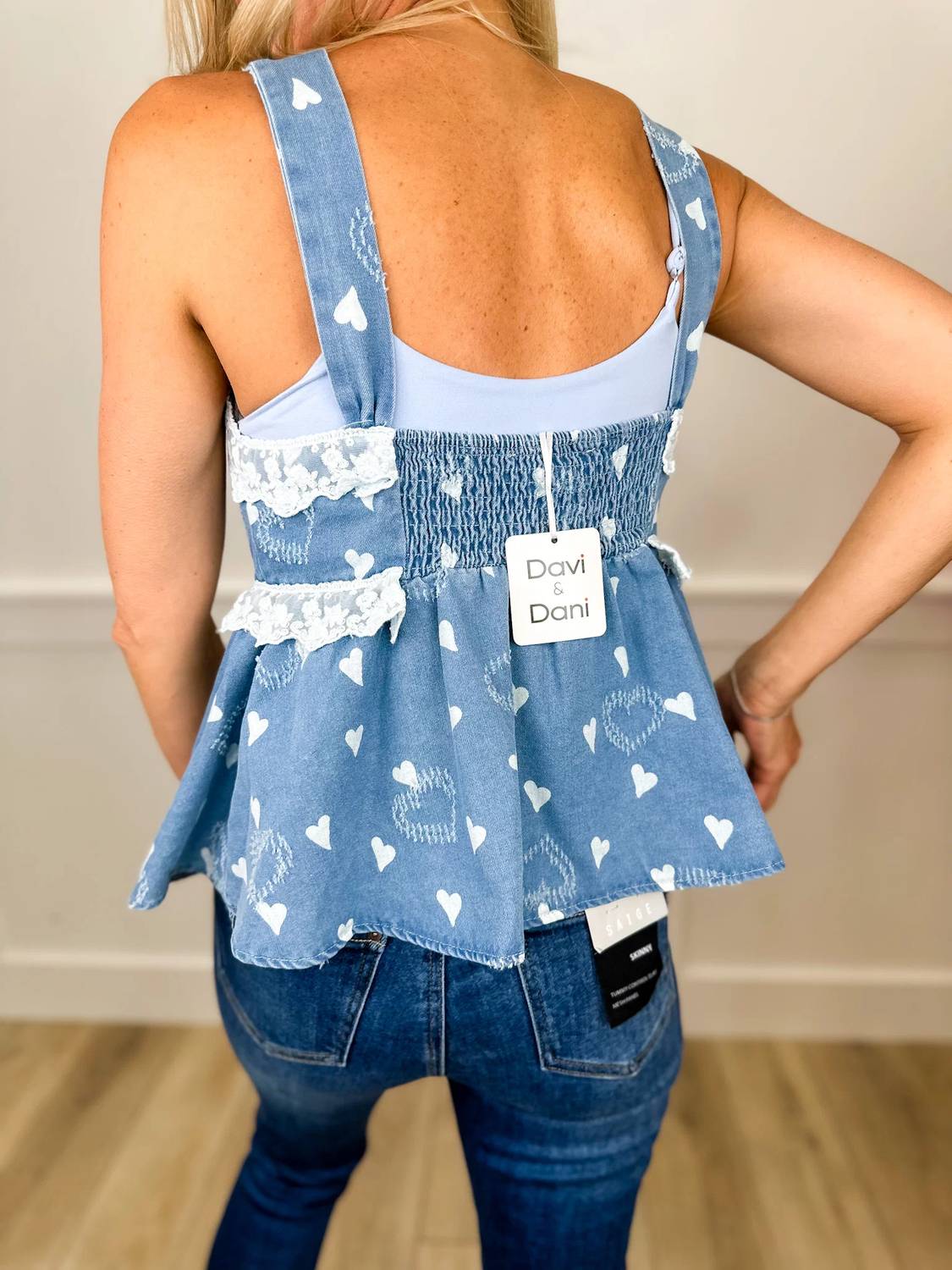 Davi & Dani - Lace Darling Cotton Blend Tank Top