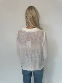 Wooden Ships - Open Knit Zip Long Sleeve Top