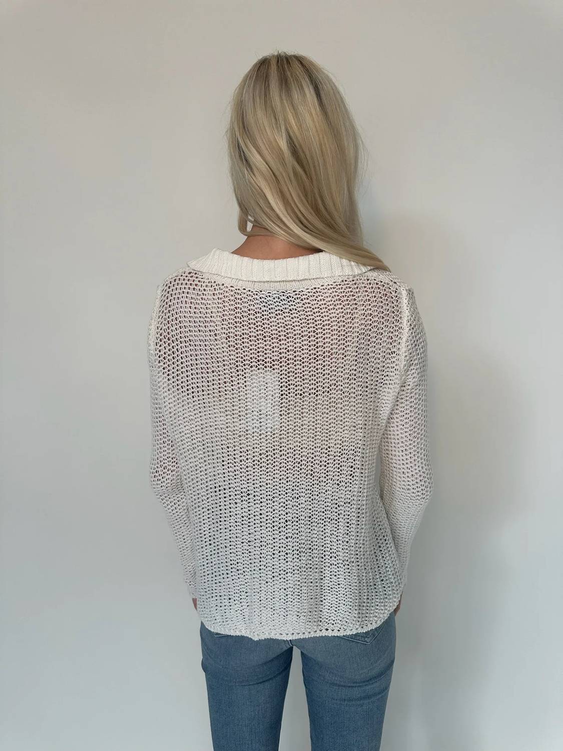 Wooden Ships - Open Knit Zip Long Sleeve Top