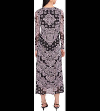 Johnny Was - LONG SLEEVE V NECK MESH MIDI DRESS