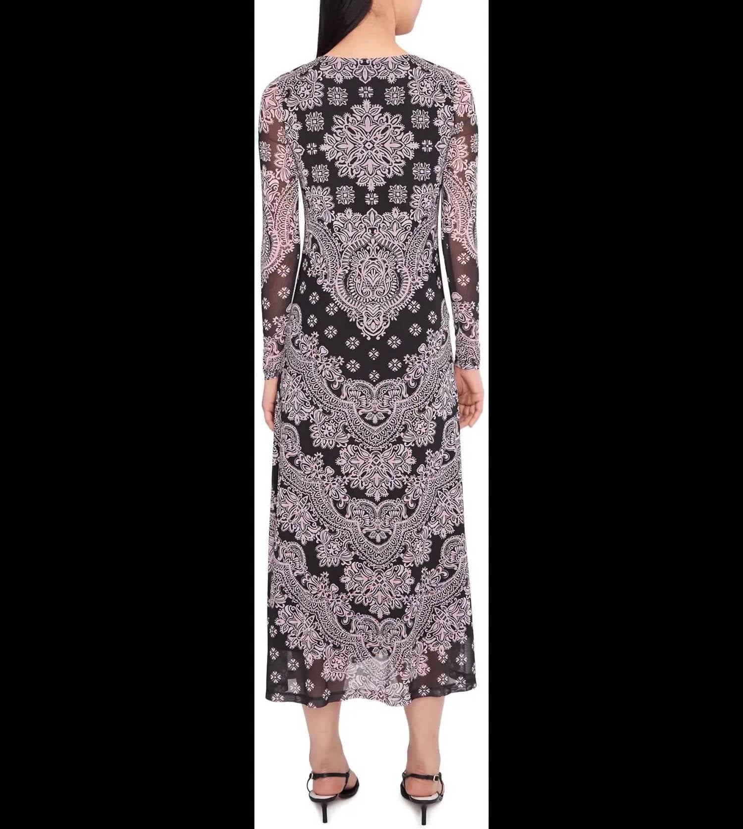 Johnny Was - LONG SLEEVE V NECK MESH MIDI DRESS