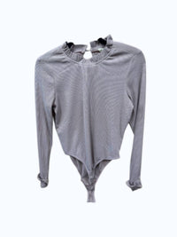Listicle Women's Ruffle Ribbed Bodysuit in mauve - women's shirt