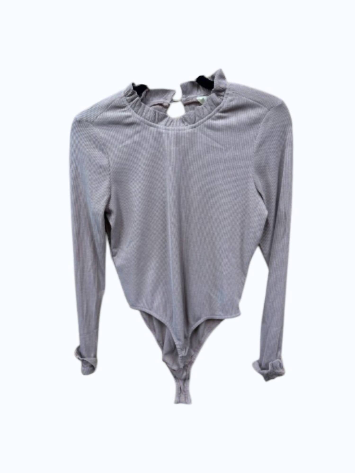 Listicle Women's Ruffle Ribbed Bodysuit in mauve - women's shirt