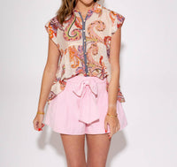 Thml - Paisley Breeze Cap Sleeve Button Up Top