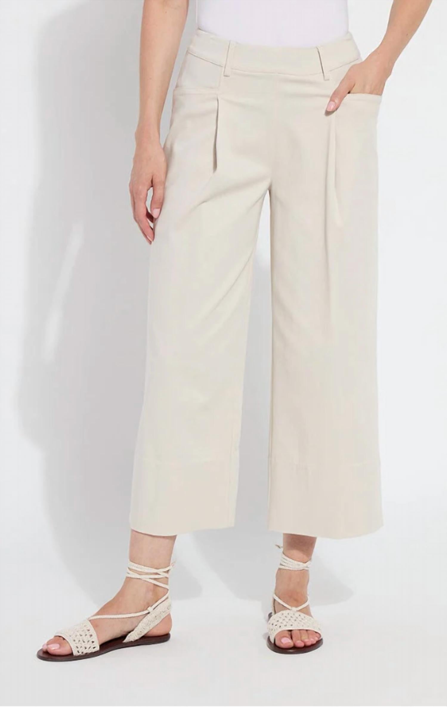 Lysse Mirabelle Pleated Wide Palazzo Pants in oat - women's pants