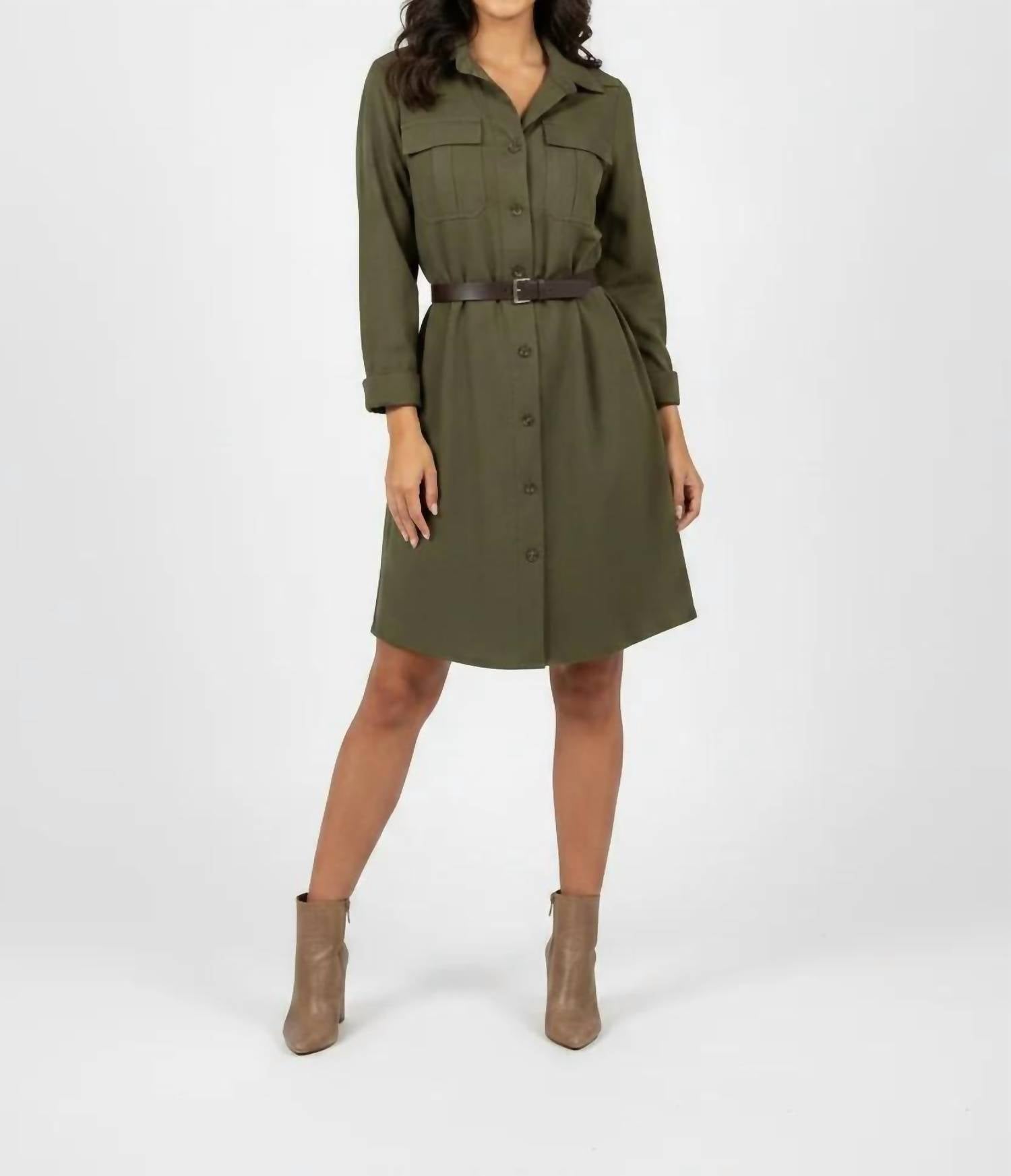 She + Sky - Women's Long Sleeve Woven Utility Dress