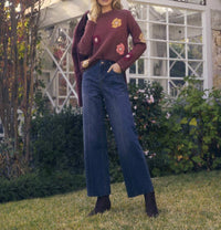 FDJ Floral Intarsia Sweater in warm bronze - women's sweater