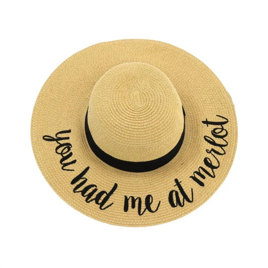 C.C - You Had Me At Merlot Embroidered Sun Hat