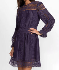 Johnny Was MITSKA LACE MINI DRESS in deep plum - women's dress - view 5