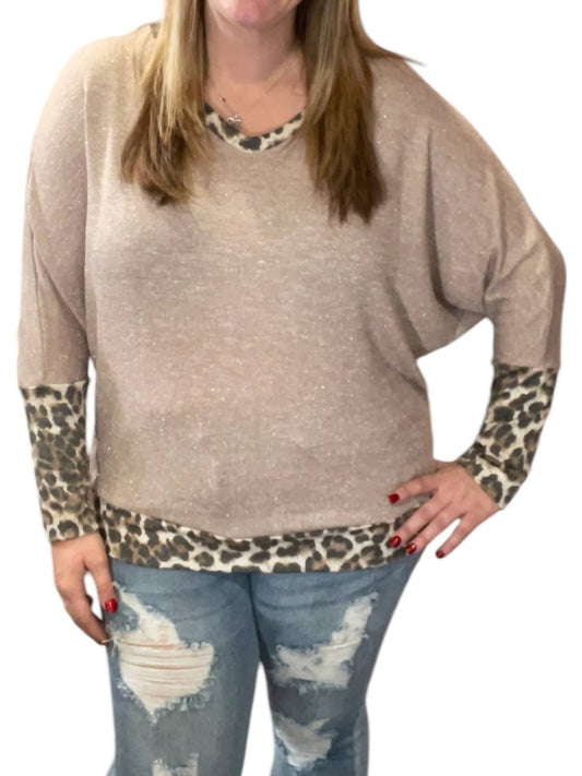 Honeyme - Dolman with Leopard Accents Tee