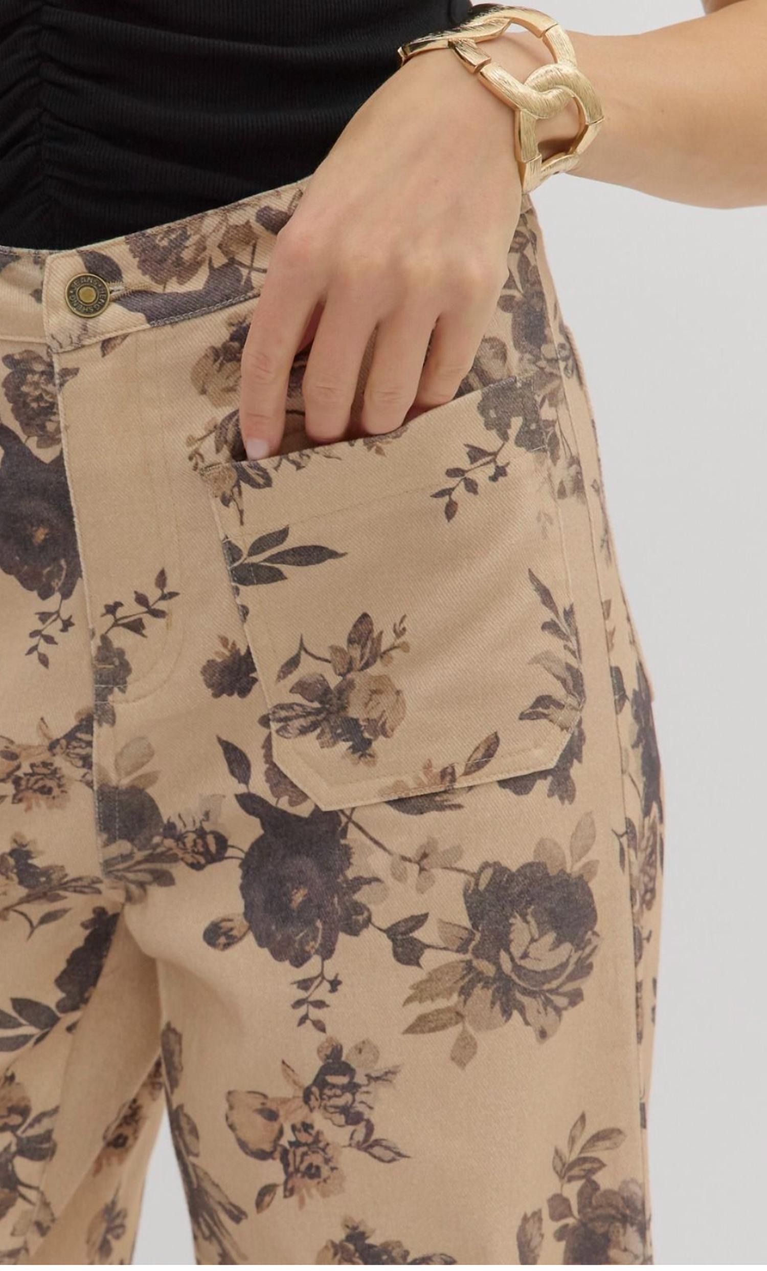 Entro - Dusty Bloom Floral Wide Leg Pants