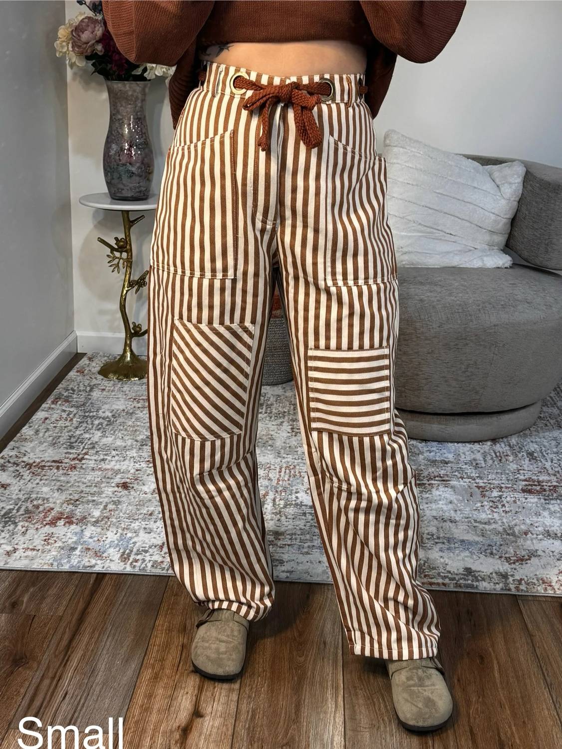 Urban Daizy - Parker Striped Patch Pocket Utility Pants